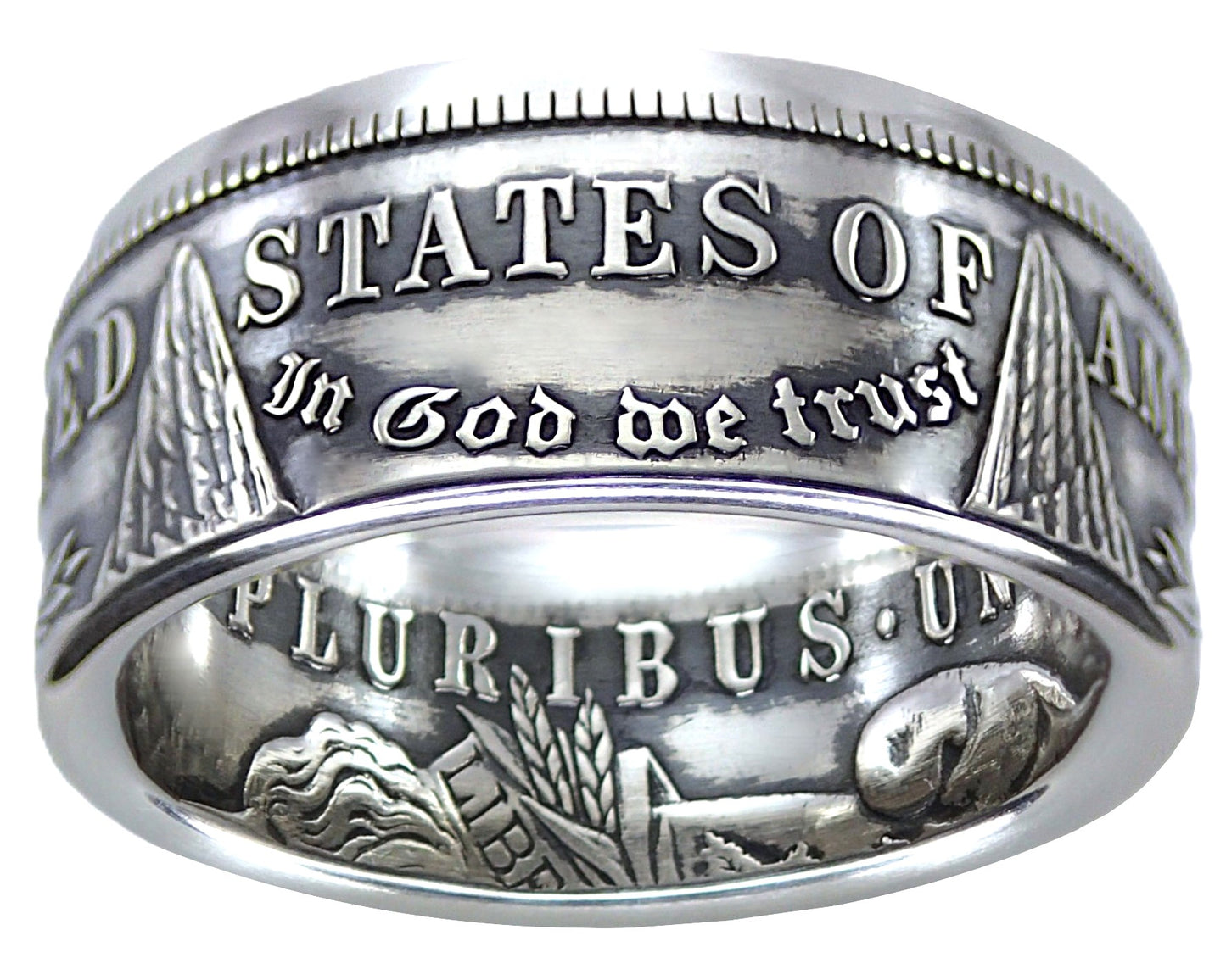 Morgan Silver Dollar Coin Ring | Handcrafted Jewelry | Made in America (Antiqued/Tails)