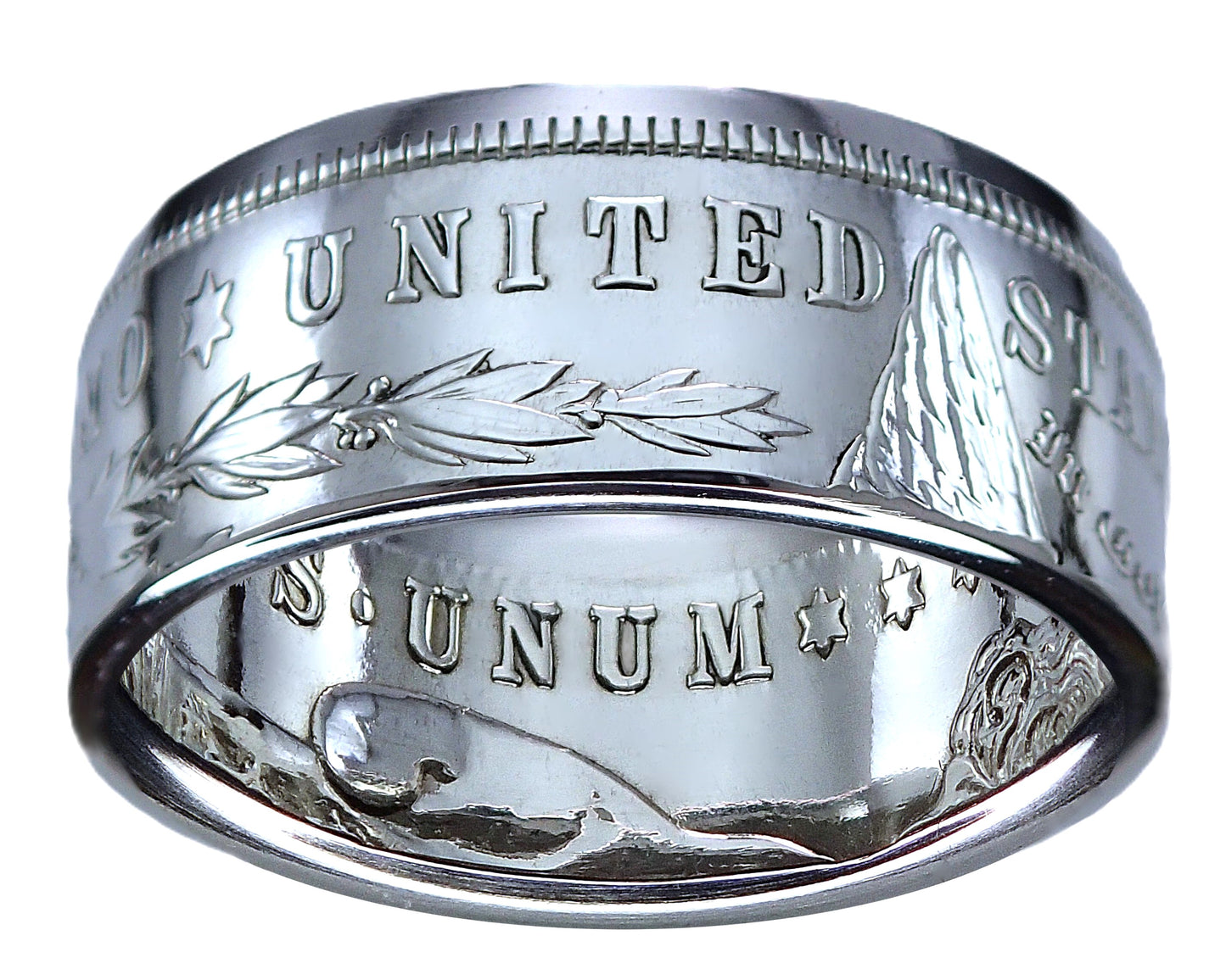 Morgan Silver Dollar Coin Ring | Handcrafted Jewelry | Made in America (Polished/Tails)