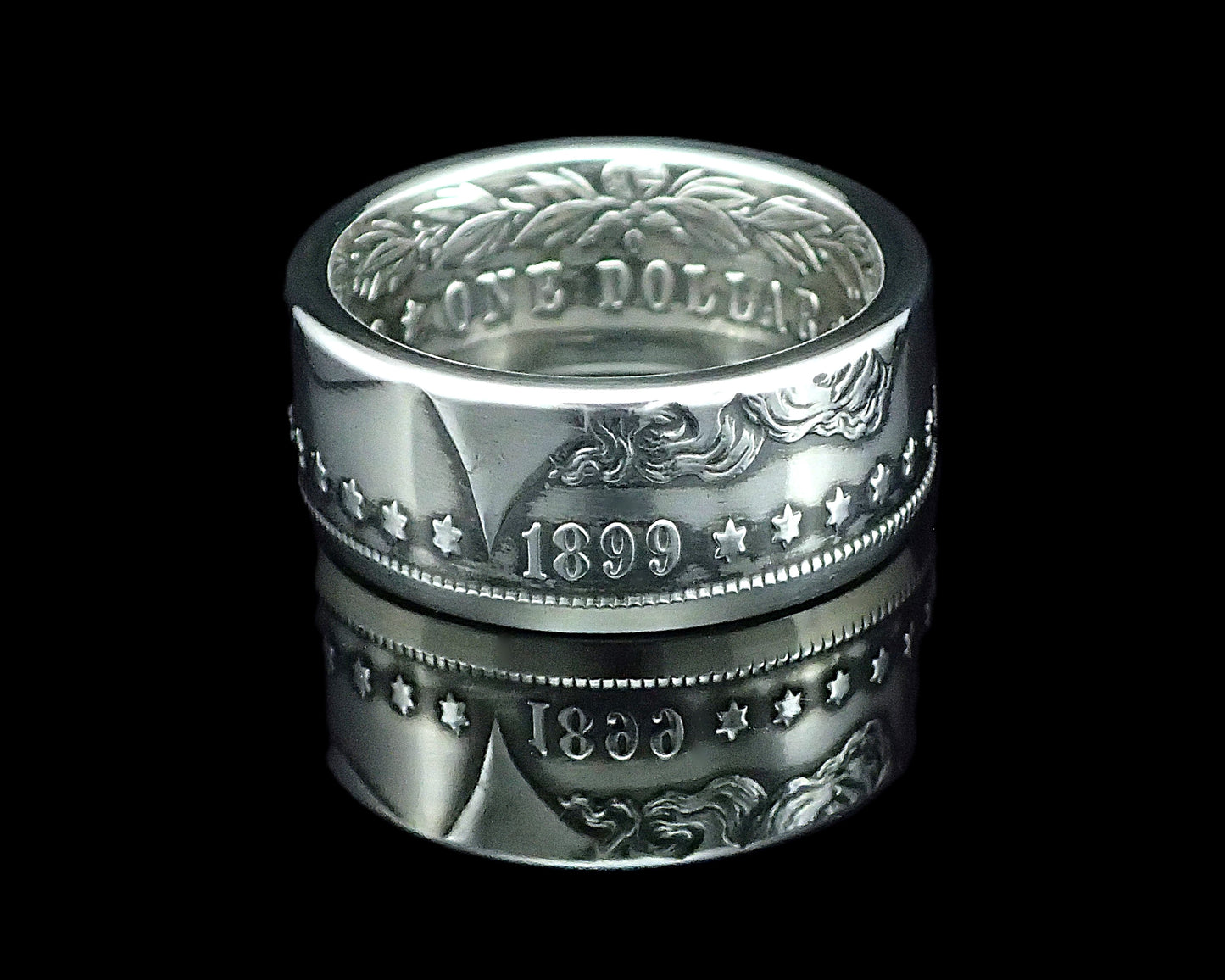 Morgan Silver Dollar Coin Ring | Classic 10mm (Antiqued/Heads)
