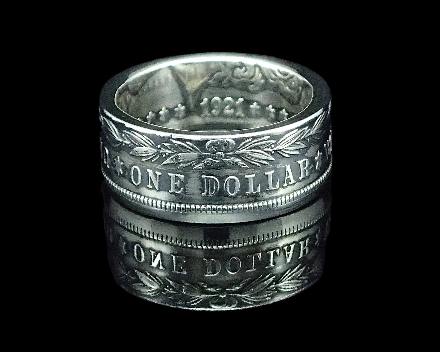 Morgan Silver Dollar Coin Ring | Classic 10mm (Antiqued/Tails)