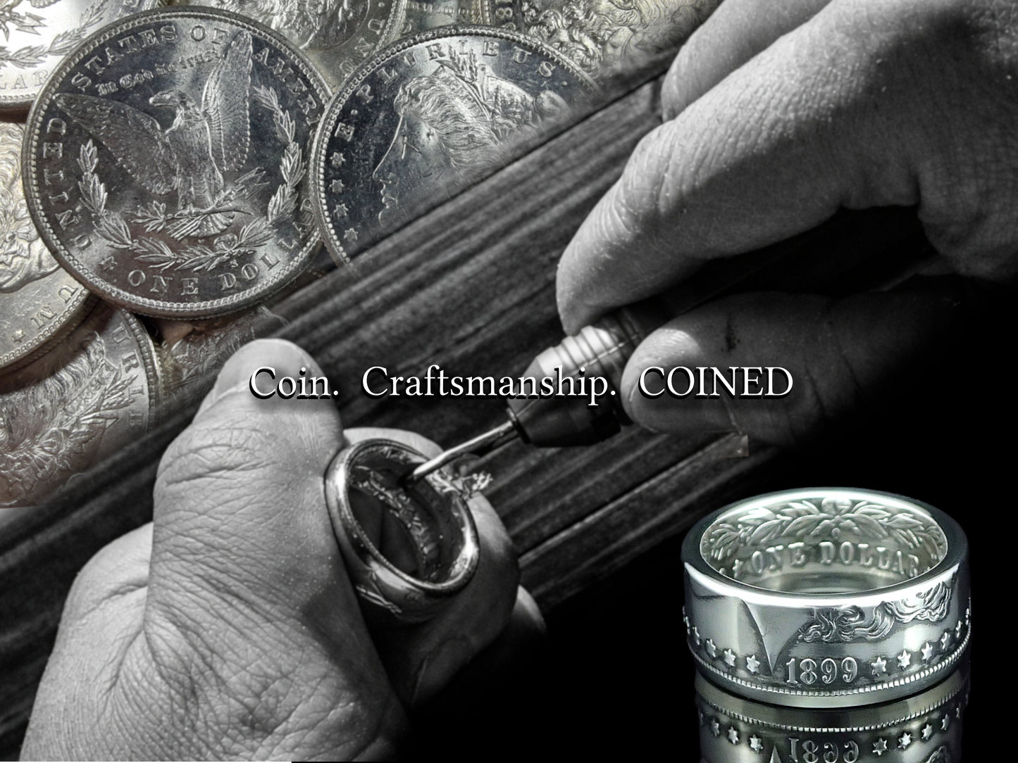 Morgan Silver Dollar Coin Ring | Classic 10mm (Antiqued/Heads)