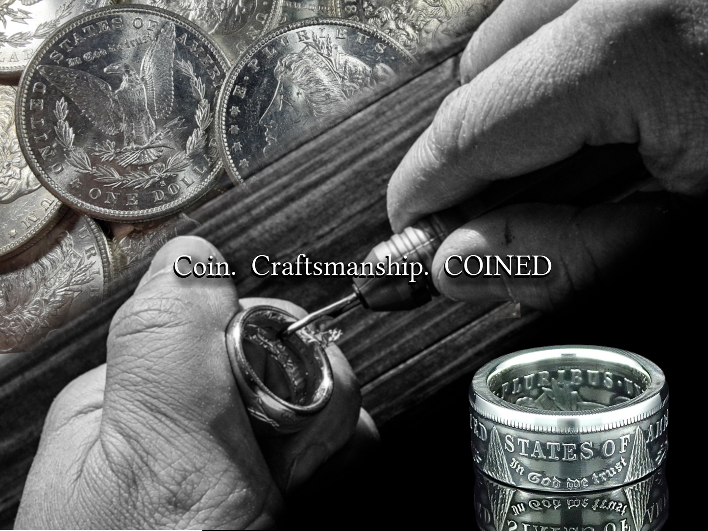 Morgan Silver Dollar Coin Ring | Classic 10mm (Antiqued/Tails)