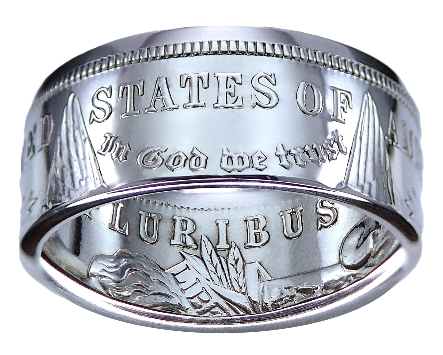 Morgan Silver Dollar Coin Ring | Handcrafted Jewelry | Made in America (Polished/Tails)
