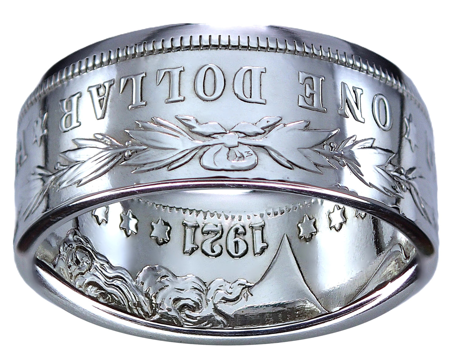 Morgan Silver Dollar Coin Ring | Handcrafted Jewelry | Made in America (Polished/Tails)
