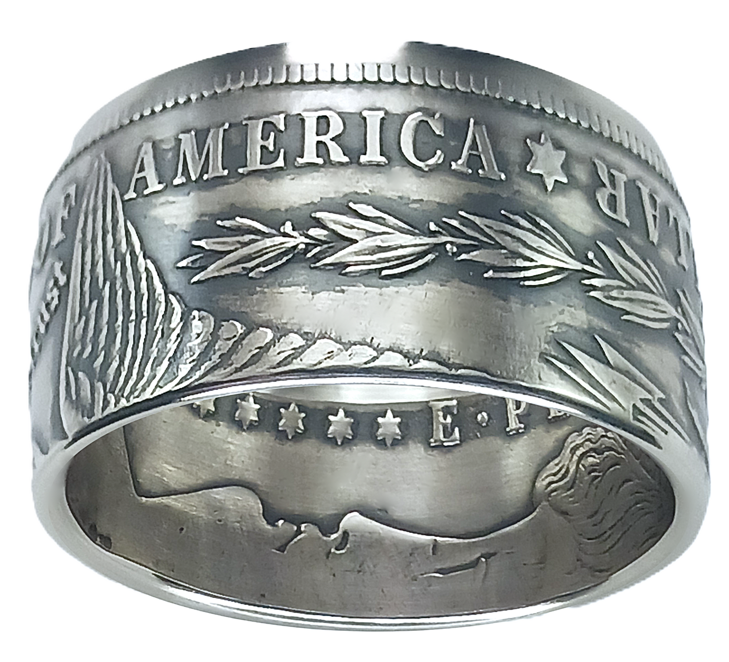 Morgan Silver Dollar Coin Ring | Wide 14mm (Antiqued/Tails)