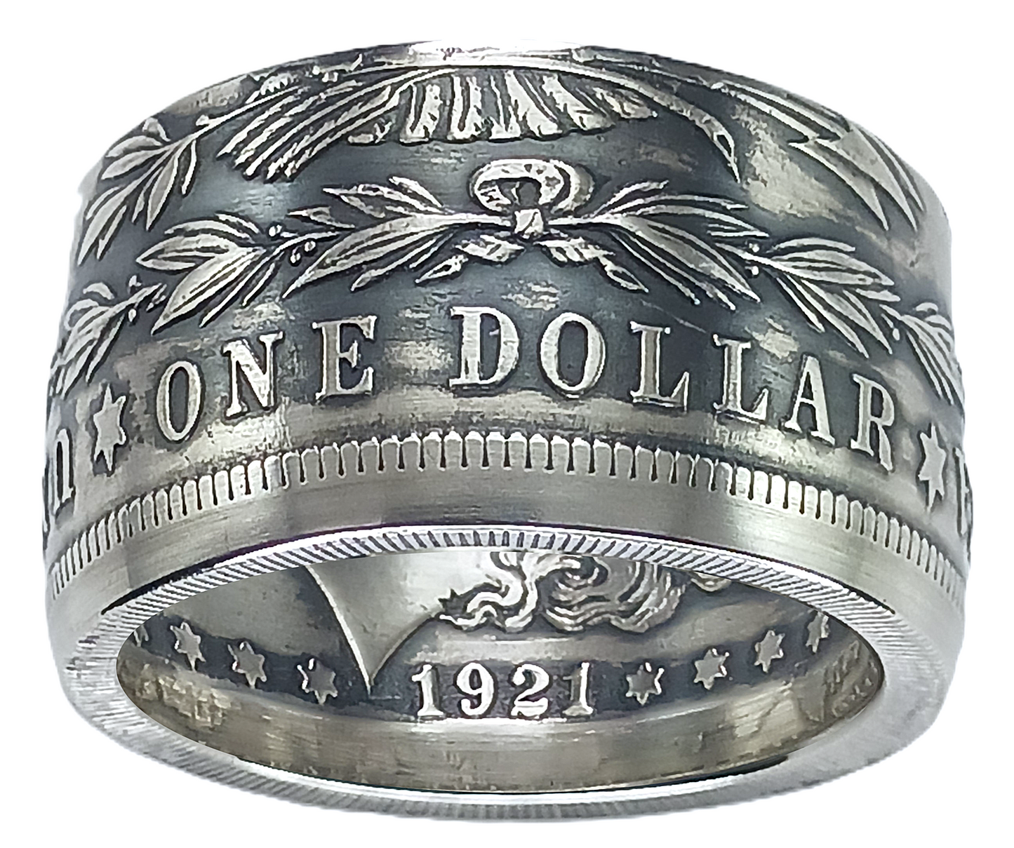 Morgan Silver Dollar Coin Ring | Wide 14mm (Antiqued/Tails)