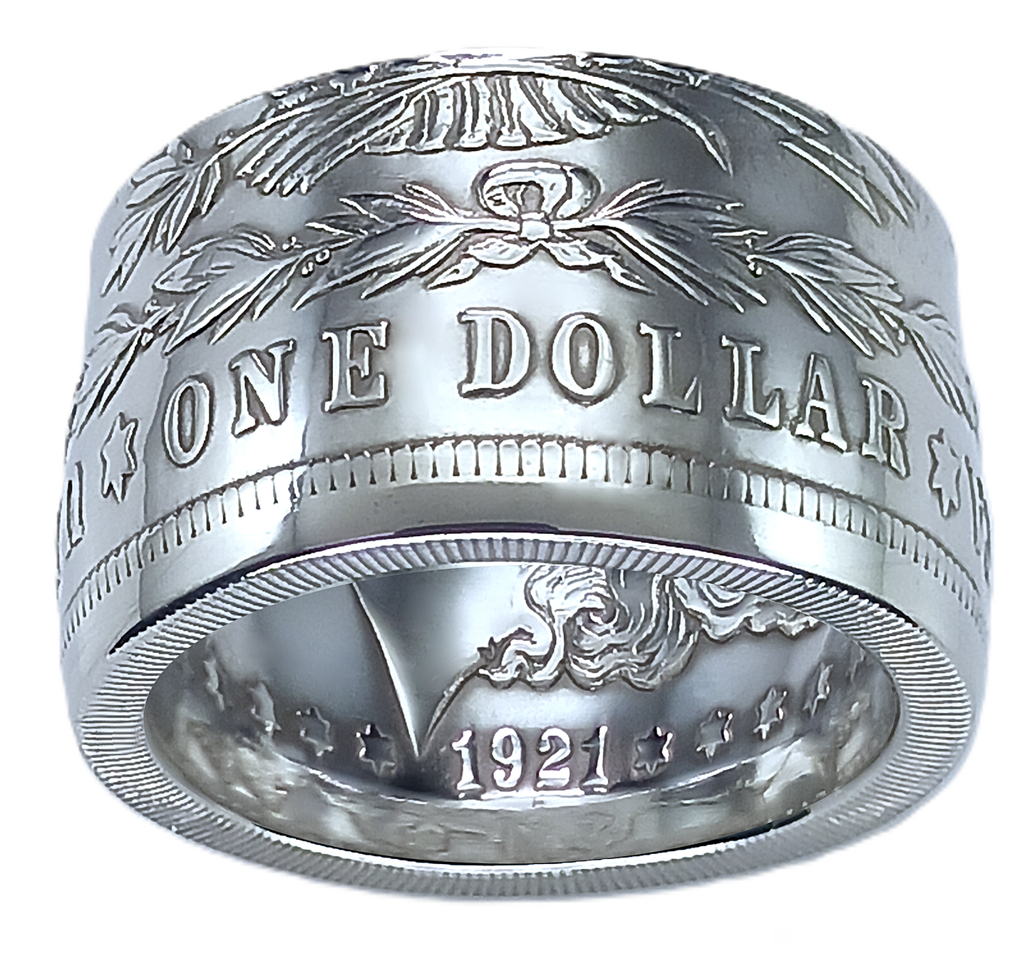 Morgan Silver Dollar Coin Ring | Wide 14mm (Polished/Tails)