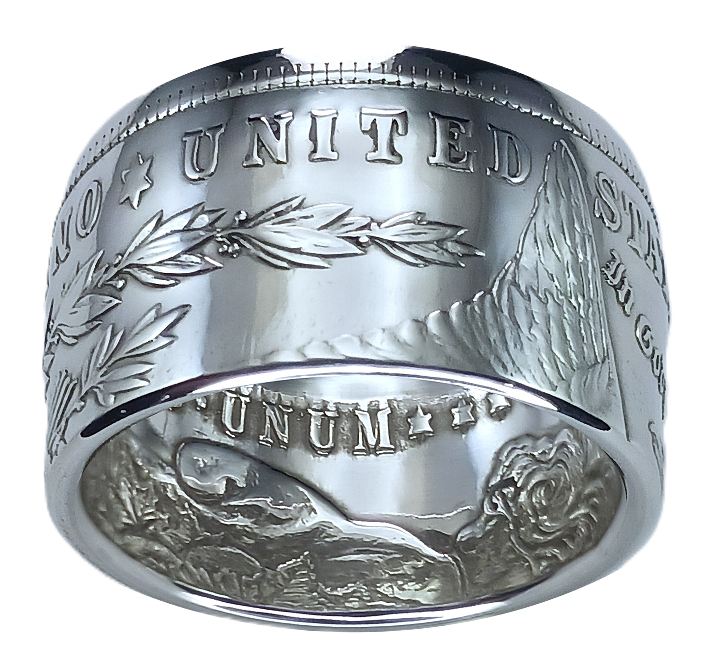 Morgan Silver Dollar Coin Ring | Wide 14mm (Polished/Tails)