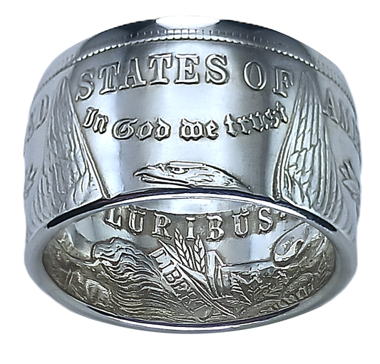 Morgan Silver Dollar Coin Ring | Wide 14mm (Polished/Tails)
